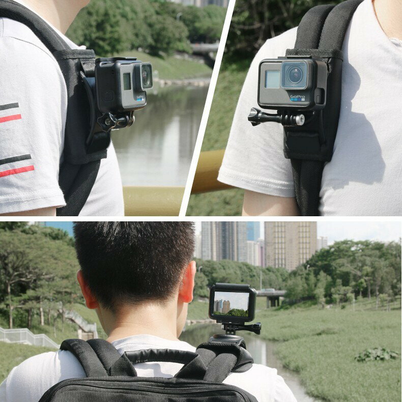 適用大疆Action gopro12 hero11/10/9/86揹包夾胸前肩膀固定支架【博野五金】