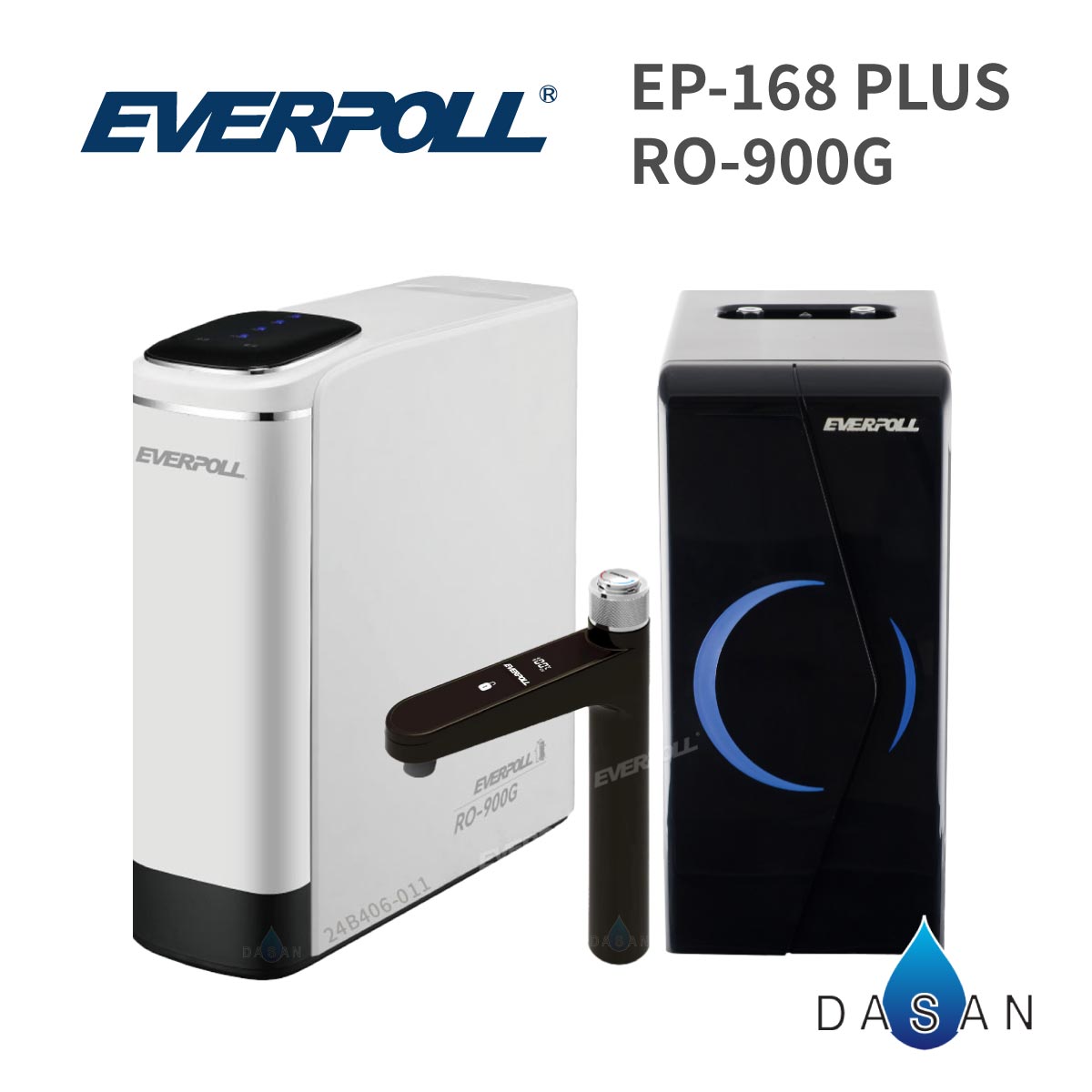 【愛科 EVERPOLL】EP-168 PLUS廚下型雙溫無壓飲水機+RO-900G 直出RO淨水器 閃耀白