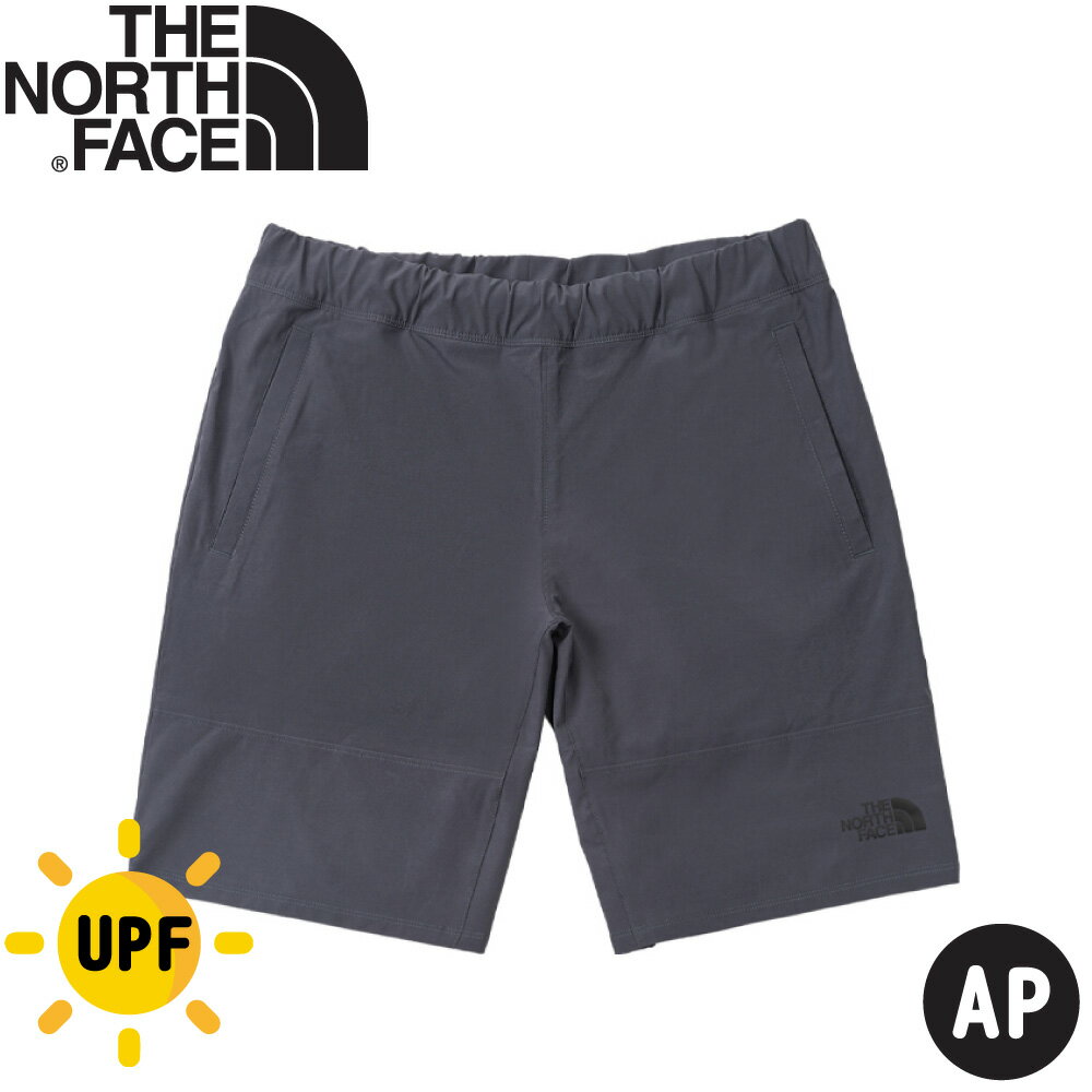 【The North Face 男 防潑防曬四彈短褲《灰》】4CL1/休閒短褲/快乾短褲/健行褲