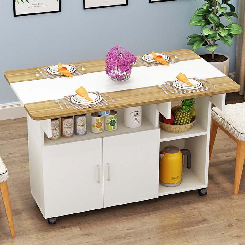 餐桌椅組合現代簡約北歐伸縮折疊餐桌小戶型家用長方形餐邊柜飯桌