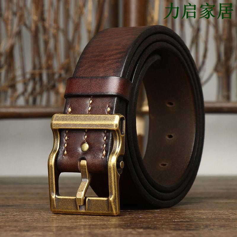 純手工重工水洗加厚結實耐用頭層牛皮皮帶男時尚復古百搭真皮腰帶