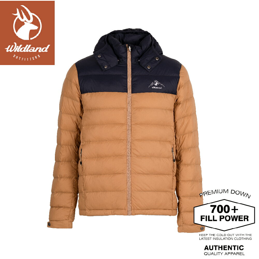 【Wildland 荒野 中 700FP可拆帽拼接羽絨外套《沙色》】0B22106/保暖外套/機能外套