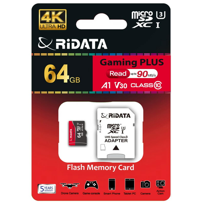【RiDATA錸德】 micro SDXC USH-III A30 A1 64GB 記憶卡 /個