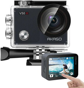 AKASO【美國代購】WiFi 運動攝影機4K30fps EIS 觸控螢幕 4X變焦131 英尺防水V50X