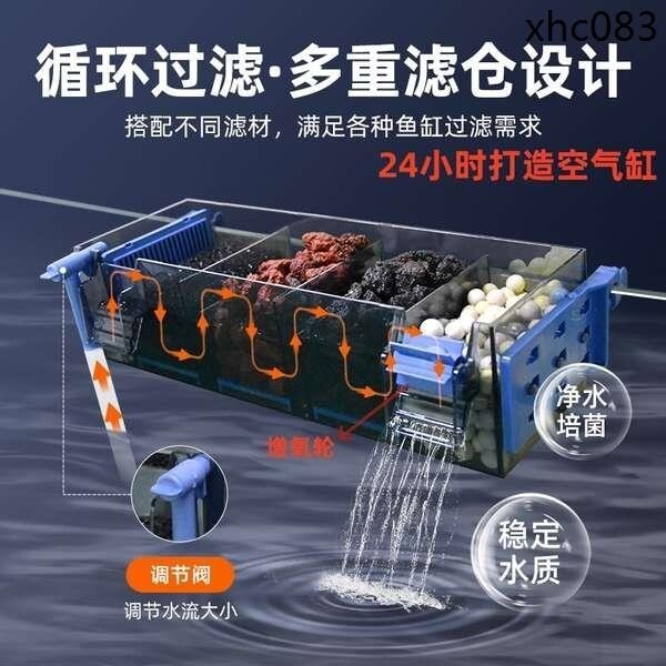 · 魚缸過濾器淨水迴圈三合一泵製氧加大壁掛式過濾盒養龜上濾滴流盒