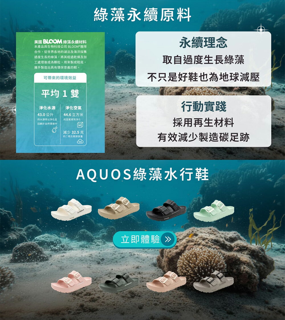 G.P(男女共同款)AQUOS綠藻舒適機能水行鞋 拖鞋 男女鞋-太空灰色 6