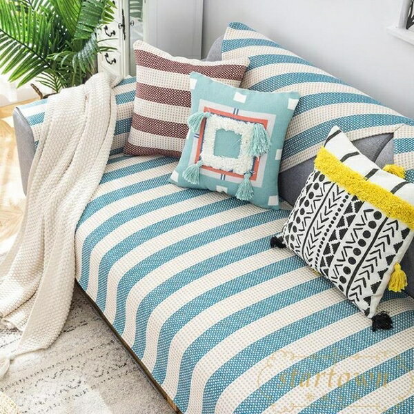 沙發墊四季通用北歐棉麻防滑坐墊子套罩巾蓋布【繁星小鎮】