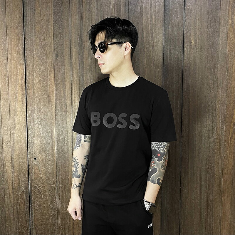 美國百分百【全新真品】BOSS 短袖 棉質 T恤 圓領 T-shirt 休閒 上衣 LOGO 短T 多色 CY81