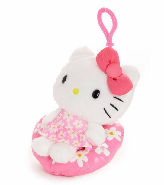 【震撼精品百貨】Hello Kitty 凱蒂貓~日本三麗鷗sanrio Kitty絨毛玩偶泳圈吊飾-花花泳帽*16271