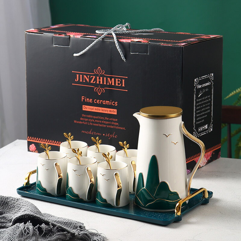 中式創意陶瓷茶具水具套裝客廳家用茶杯杯子組合整套水杯冷水壺喝