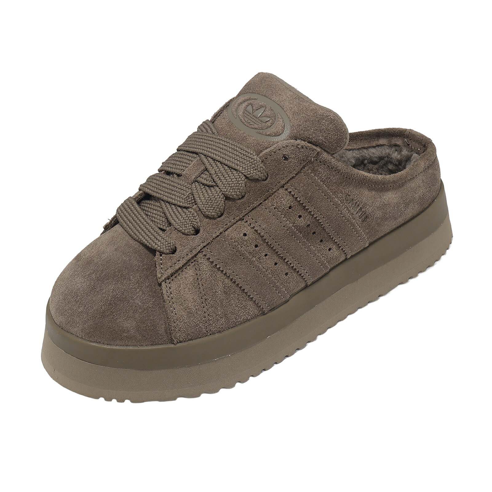 adidas 懶人鞋 Campus 00S WTR LO W 女鞋 穆勒鞋 棕 麂皮 厚底 絨毛 JR3731