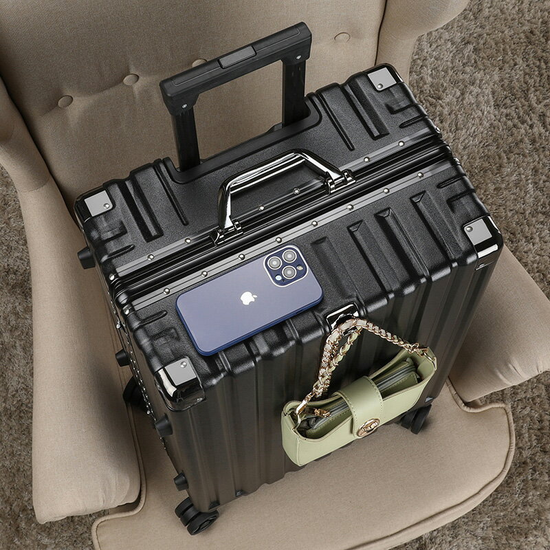 行李箱女高顏值學生鋁框拉桿箱靜音萬向輪結實耐用密碼登機旅行箱