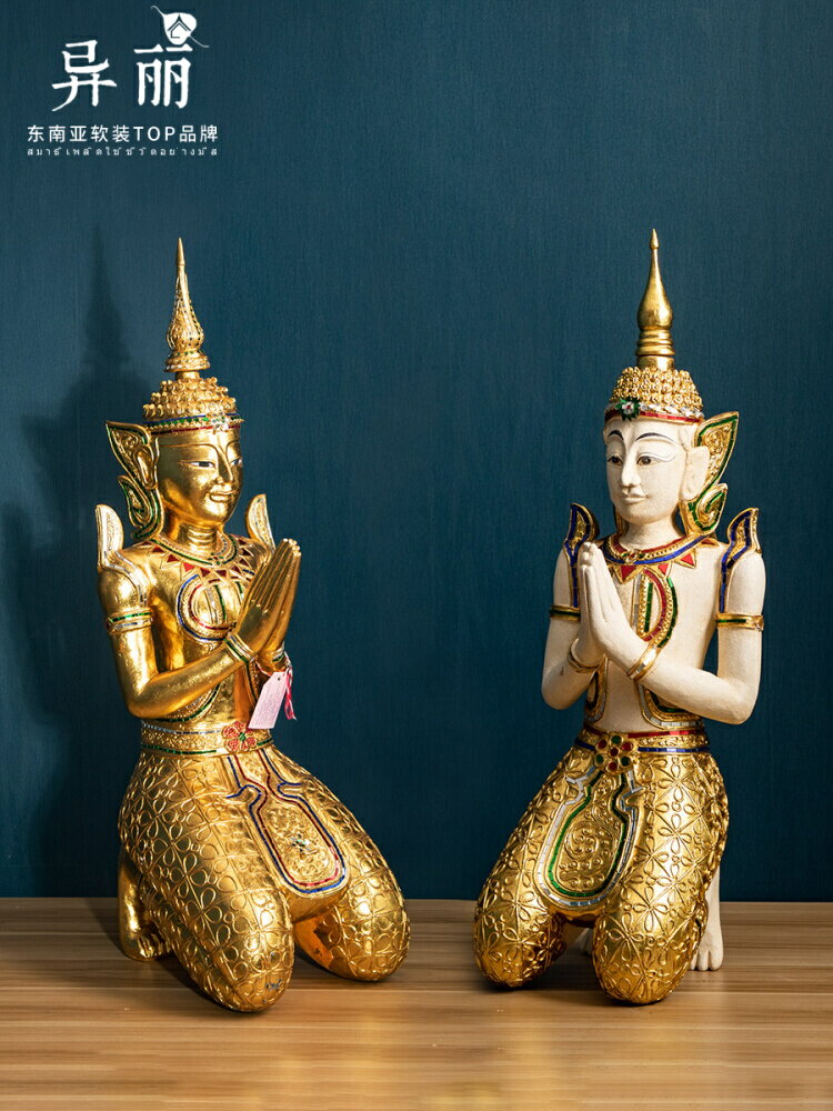東南亞風格SPA美容院裝飾品泰國工藝品跪佛泰式風情迎賓擺件