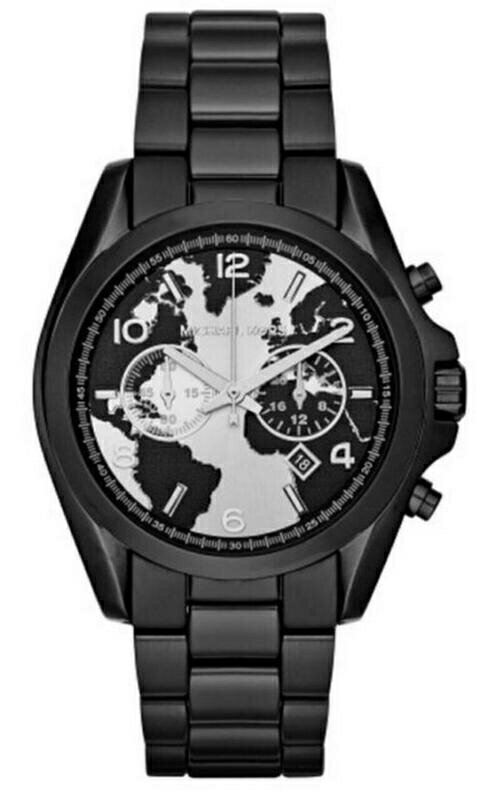 『Marc Jacobs旗艦店』美國代購 Michael Kors 新款地圖圖騰酷黑精鋼腕錶