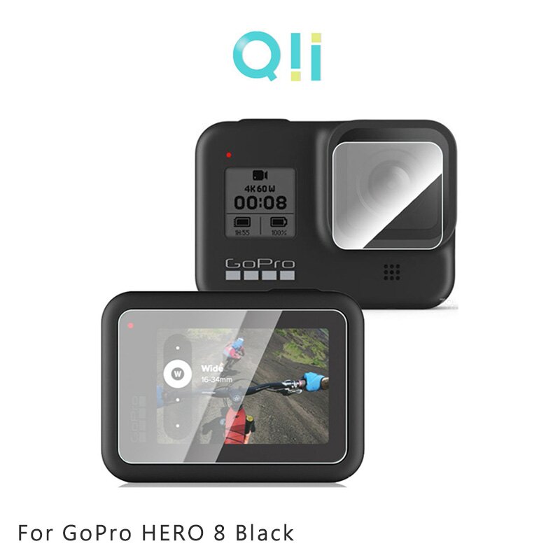 Qii GoPro HERO 8 Black 玻璃貼(鏡頭+螢幕)【APP下單4%點數回饋】