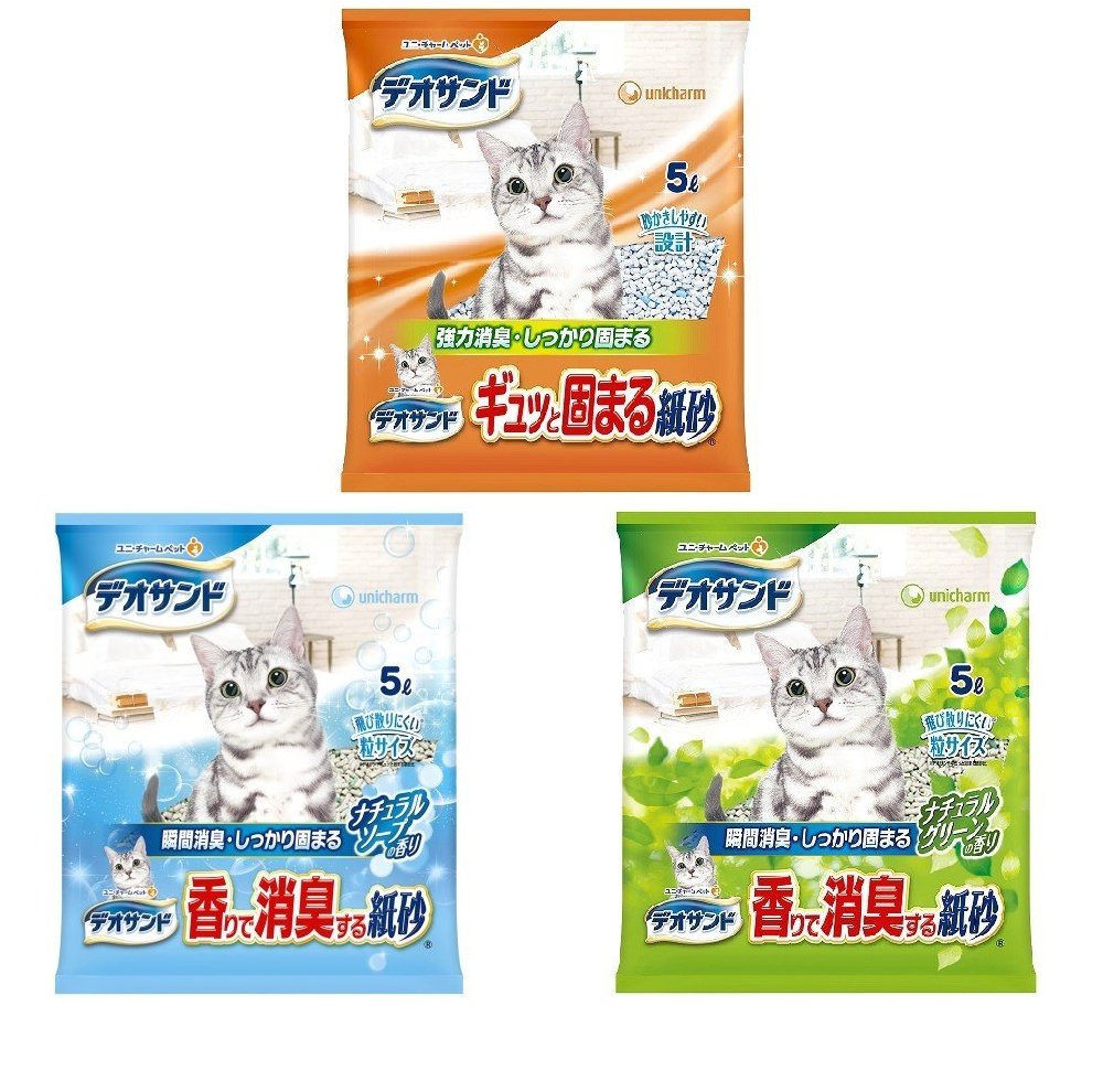 日本【unicharm】強力消臭 環保型紙貓砂 5L