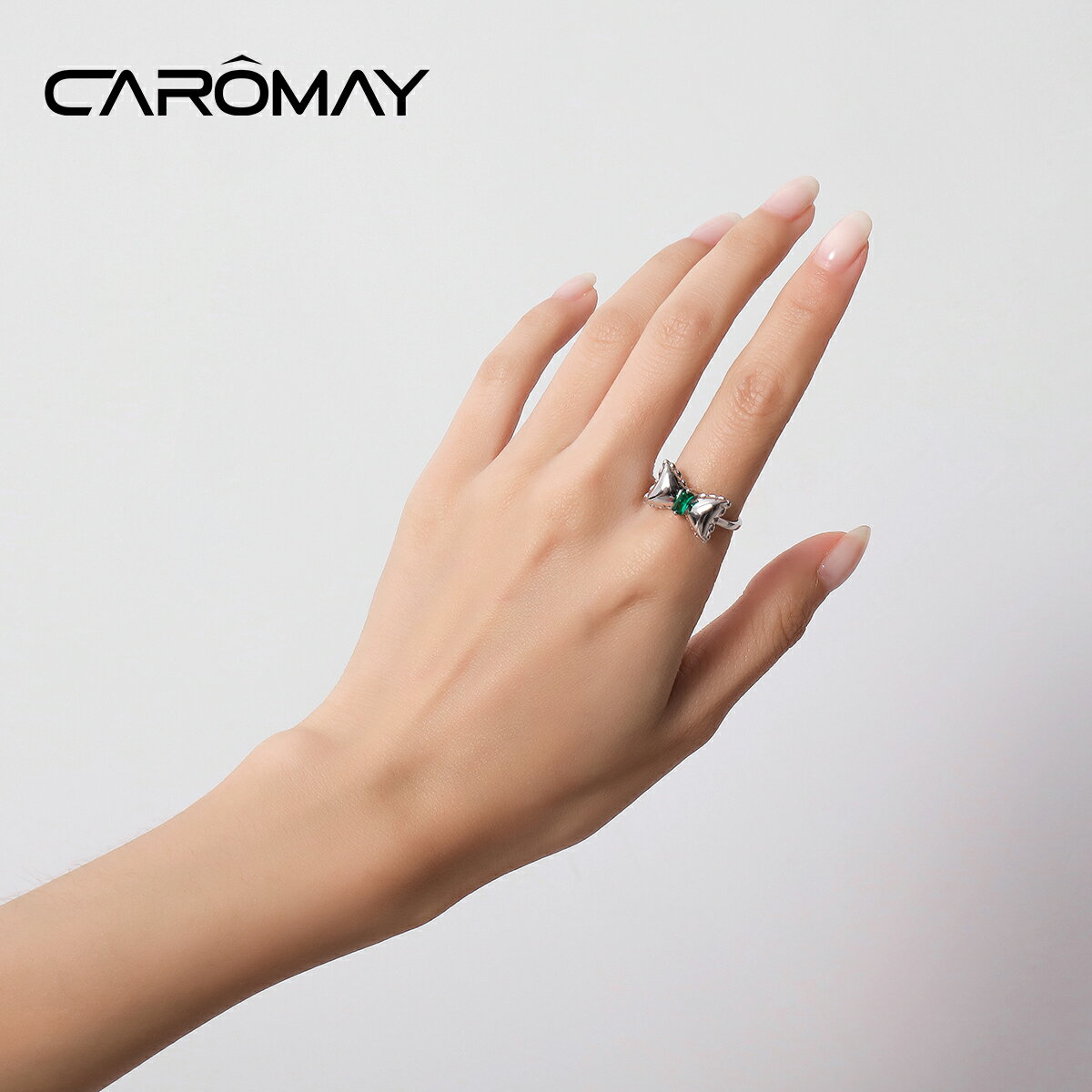CAROMAY浪漫蝴蝶結開口戒女時尚個性輕奢高級小眾精緻潮戒指指環