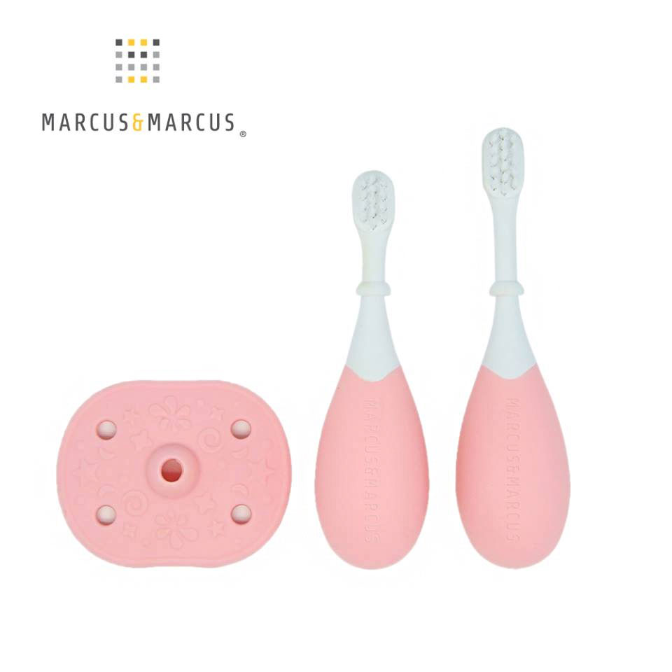 【加拿大 Marcus & Marcus】3階段手握訓練學習牙刷組-玫瑰粉