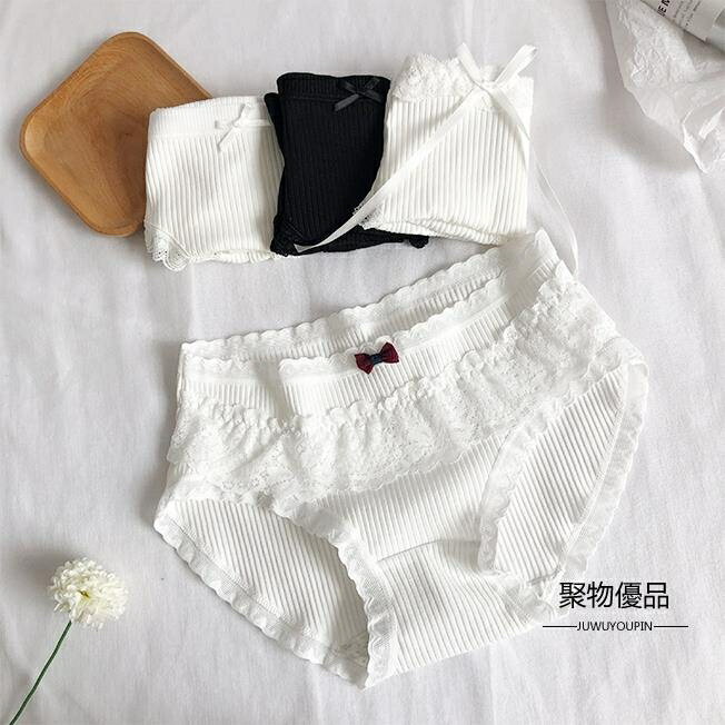 簡約少女提臀內褲夏季薄款學生舒蕾絲甜美三角褲【聚物優品】