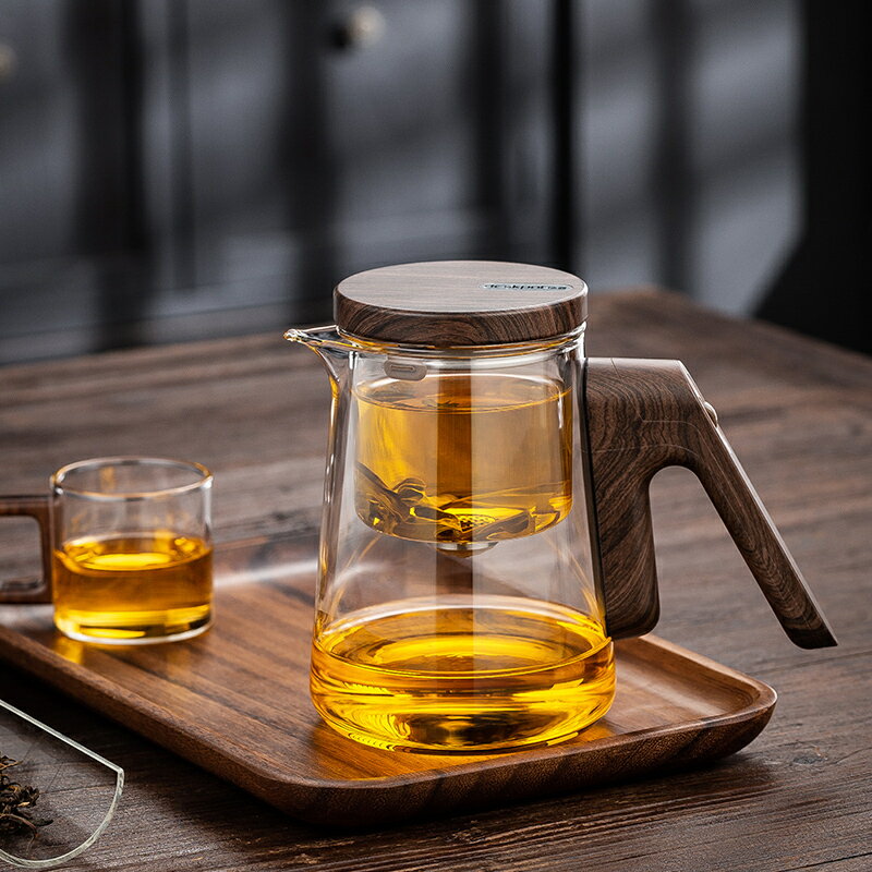泡茶壺茶水分離一鍵過濾玻璃內膽泡茶壺家用 茶具 高階磁吸飄逸杯 七號小鋪