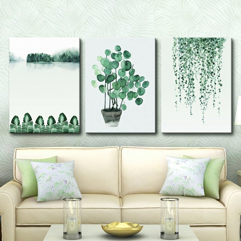 單幅 北歐裝飾畫客廳簡約壁畫餐廳掛畫小清新綠植物花瓣