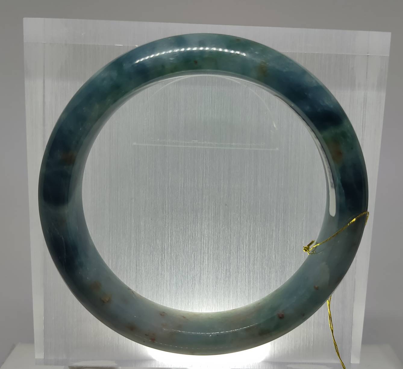 霧霾藍翡翠手鐲 #61 (61.8mm*14.8mm*9.2mm) - 人養玉三年，玉養人一生.平安富貴 天然翡翠緬甸玉A貨