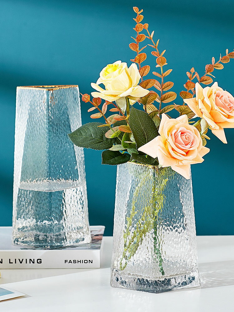 創意輕奢花瓶現代簡約玻璃透明客廳辦公室水養插花小清新擺件