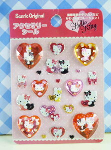 【震撼精品百貨】Hello Kitty 凱蒂貓 KITTY立體鑽貼紙-心型粉 震撼日式精品百貨