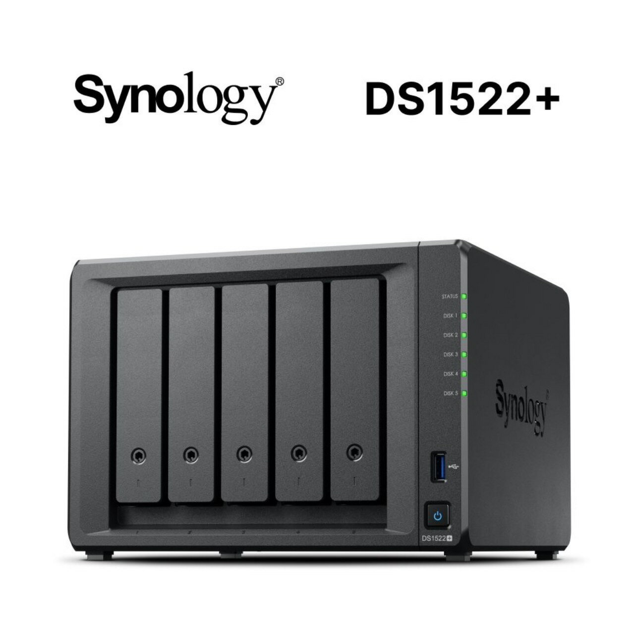 【APP下單點數4%送】Synology 群暉科技 DS1522+ (5Bay/AMD/8GB) NAS 網路儲存伺服器 (不含硬碟)