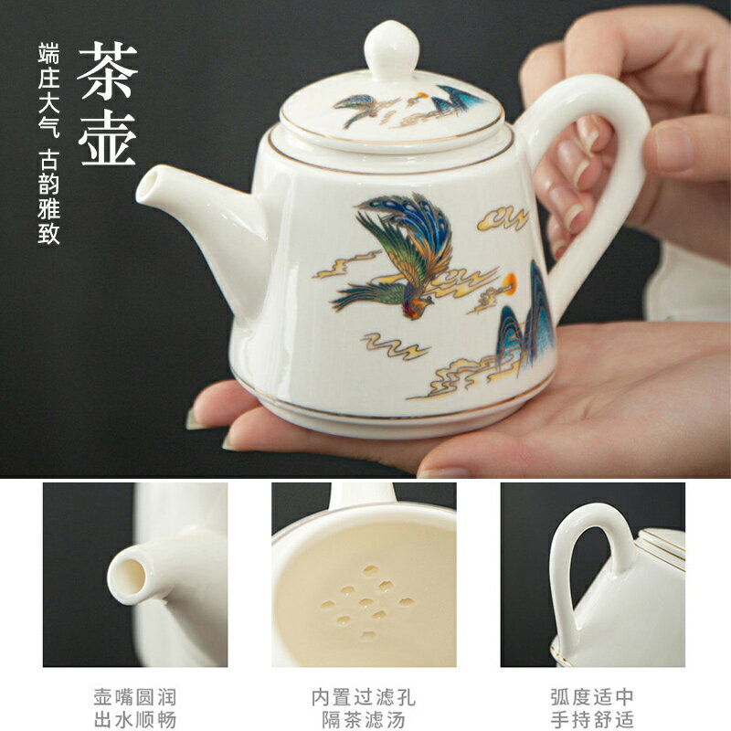 茶具套裝整套羊脂玉茶壺家用客廳功夫茶盤茶道藝輕奢高檔陶瓷茶杯