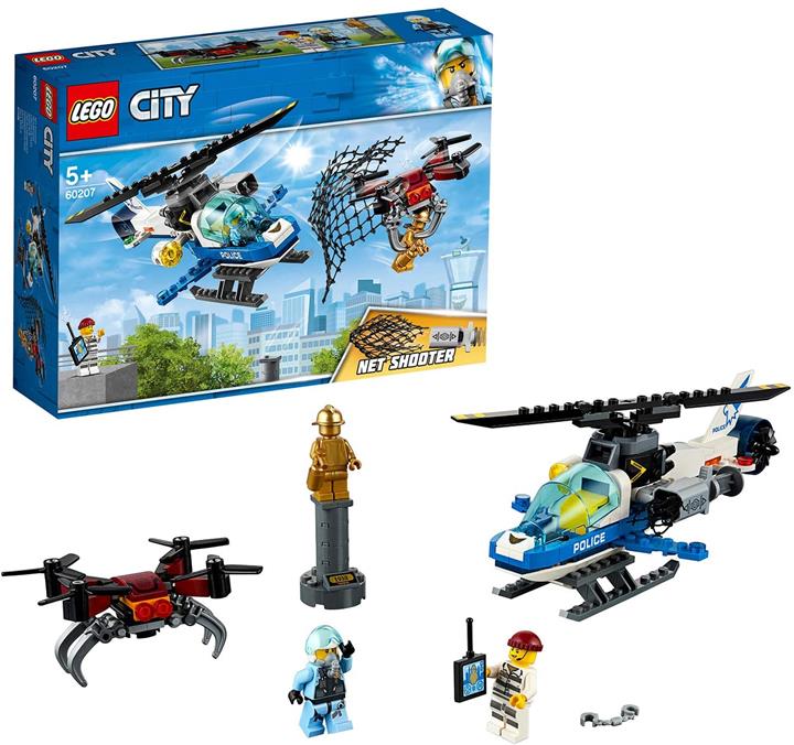 LEGO 樂高 城市系列 員警直升機無人機追擊 60207 積木玩具 男孩 車