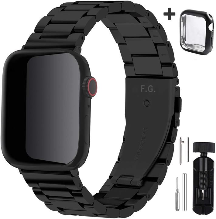 【日本代購】Fullmosa 蘋果手錶 錶帶 apple watch series5 4 3 2 1錶帶 iwatch替換錶帶 黑色