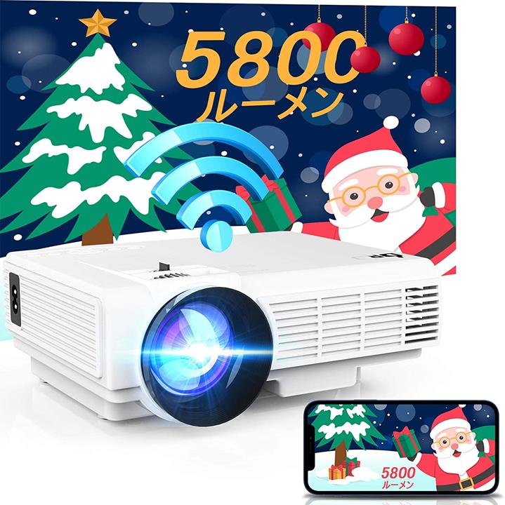 【折300+10%回饋】【日本代購】DR.J 小型Wifi投影儀5800lm 720PNative 可連接 手機 無需更換線纜 兩個Hi-Fi揚聲器 手機/平板電腦/電腦