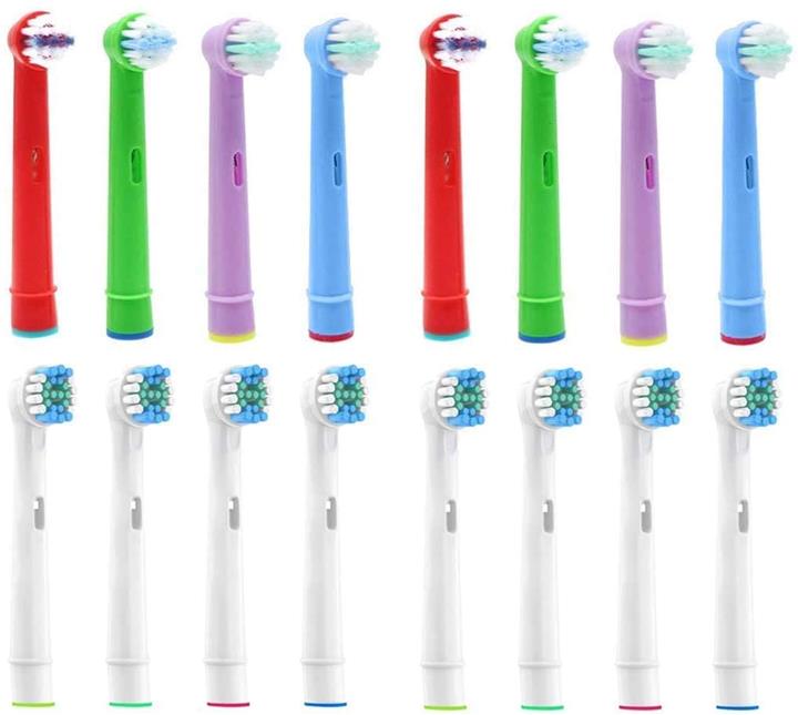【日本代購】VINFANY 電動牙刷 OralB 對應 替換刷頭 基本刷子 EB20 8支成人用+8支兒童用