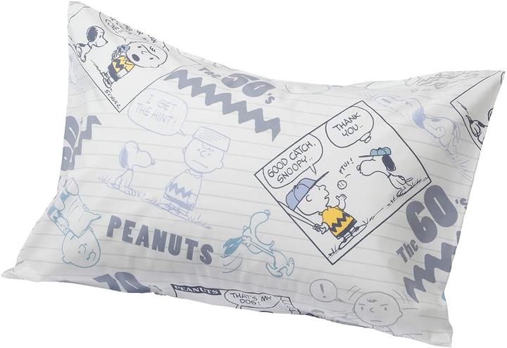 【日本代購】西川 Living 史努比 枕套 PEANUTS 63×43釐米尺寸的枕頭用 日本製造 可洗 棉100% 洗也不易縮水 中蓋式 紀念設計 灰色 SP1101 212523914