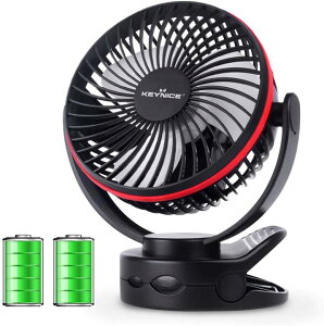 【日本代購】KEYNICE usb 台式風扇夾可充電 超強風安靜空氣量4步調節360度角度調節 黑色
