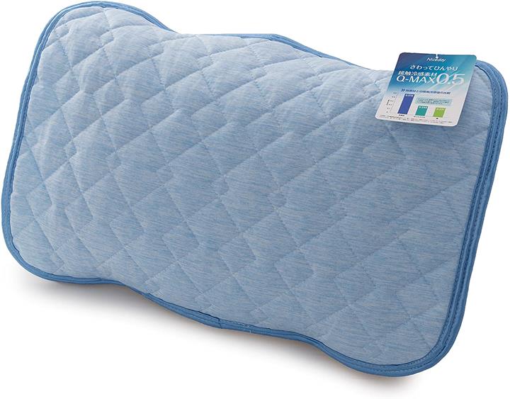 【日本代購】Niceday 涼爽 枕墊 觸感清涼 Q-max0.542 可洗 涼爽 枕頭套 抗菌 防臭 雙面可用 43×63厘米 天藍色