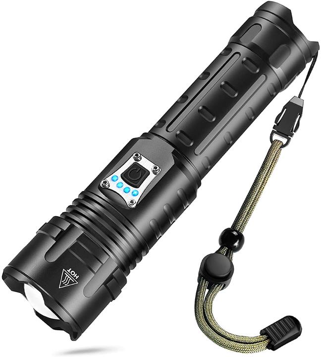 【日本代購】P90 Pro 9mm KENSUN 手電筒Led 6700流明 USB充電式電動輸出變焦式超高亮度5模式調光 IPX-67防水強力軍用