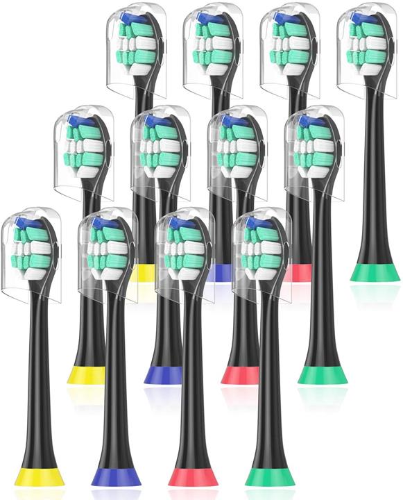 【日本代購】ITECHNIK 飛利浦 Sonicare 適用 電動牙刷 替換刷頭 清潔 常規款 12支 HX9024(黑色)
