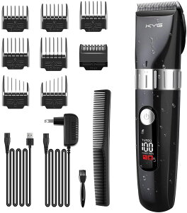 【日本代購】KYG 理髮器 男士 理髮器 IPX7防水 可水洗 發器 充電式 交流式 可連續使用240分鐘 5檔調節 黑色