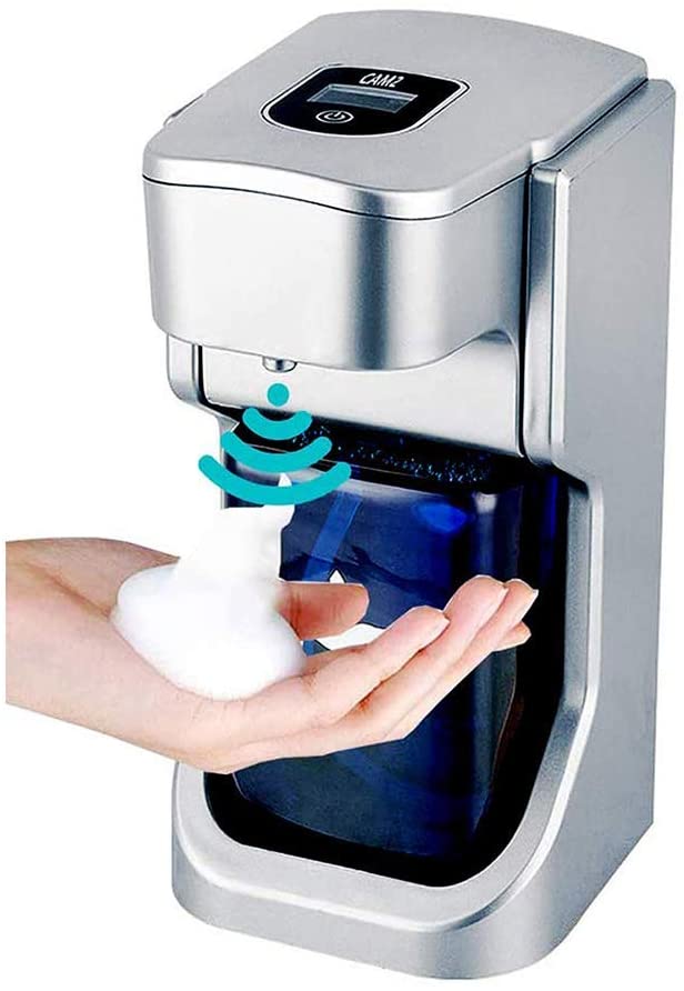 【日本代購】CAM2 自動 洗手液液液器 壁掛&平放兩用 500毫升大容量 傳感器 出量2檔可調 電池式 無接觸 IPX4防水 銀色