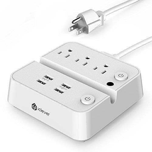 【美國代購-現貨】iClever BoostStrip IC-BS02智能電源板| USB充電器 4個USB + 3個AC插座 - 白色