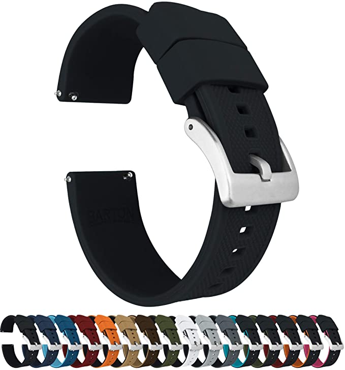 【美國代購】Barton Elite 矽膠錶帶 - 快速釋放 - 選擇錶帶顏色和搭扣顏色 1-24 毫米錶帶