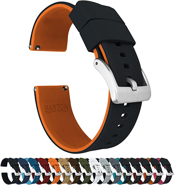 【美國代購】Barton Elite 矽膠錶帶 - 快速釋放 - 選擇錶帶顏色和搭扣顏色 18- 24 毫米錶帶