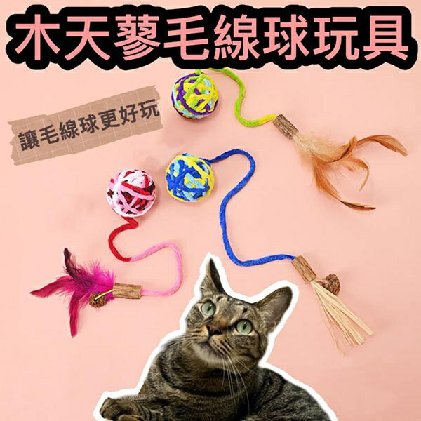 『台灣x現貨秒出』木天蓼毛線鈴鐺球玩具 寵物玩具 貓咪玩具 木天蓼玩具 羽毛玩具 蟲癭果玩具