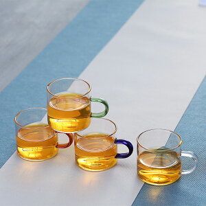 加厚玻璃品茗杯耐熱小茶杯帶把功夫茶具小號透明6只裝杯子迷你杯