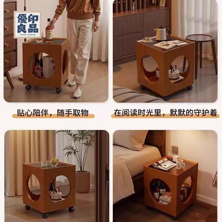 工廠現貨 茶几 邊桌 茶幾桌 沙發邊幾 中古風可移動茶邊幾客廳沙發角幾家用床頭櫃小推車置物架工廠直銷 可開發票 全館折扣 售後保障y554