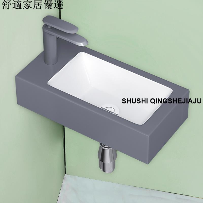 免運 破損包賠償 可開發票 新中式小戶型掛墻式洗臉盆家用衛生間陽臺轉角超窄迷你陶瓷洗手盆
