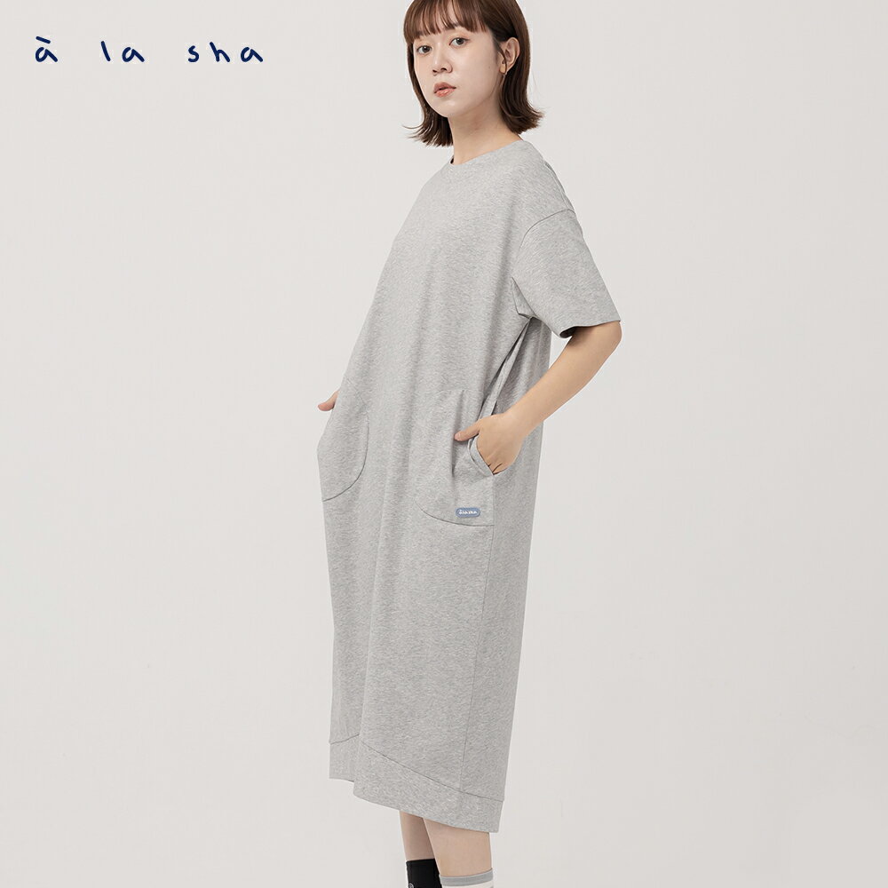a la sha 阿財印花寬鬆短袖洋裝