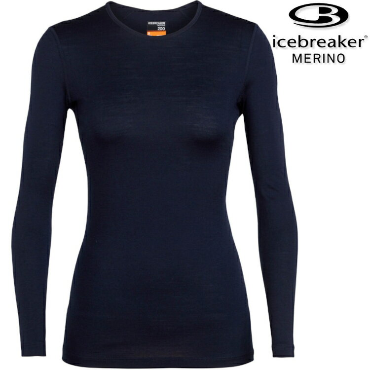 Icebreaker Oasis BF200 女款 素色圓領長袖上衣/美麗諾羊毛排汗衣 104375 423 深海藍